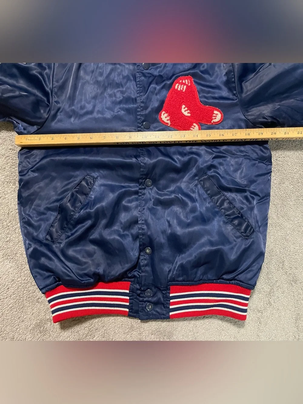Vintage 80s Boston Red Sox Satin Jacket Youth 16 Adult XS S Twins Enterprises